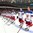 MINSK, BELARUS - MAY 24: Russia's Yevgeni Kuznetsov #92, Nikita Kalinin #40 and Artyom Anisimov #42 look on during the national anthem with teammates after a 3-1 semifinal round victory over Sweden at the 2014 IIHF Ice Hockey World Championship. (Photo by Andre Ringuette/HHOF-IIHF Images)